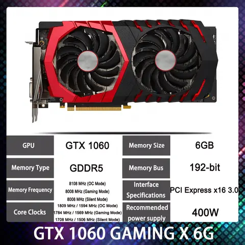 GTX 1060 6GB GTX1060 GAMING X 6G Graphics Card PC Video Card Discrete Graphics Card