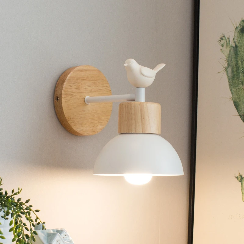 

Modern LED Wall Lamp Wood Creative Lighting Fixture Living room Balcony Staircase Sconce Bedroom Bedside Bird Nordic Decor Light