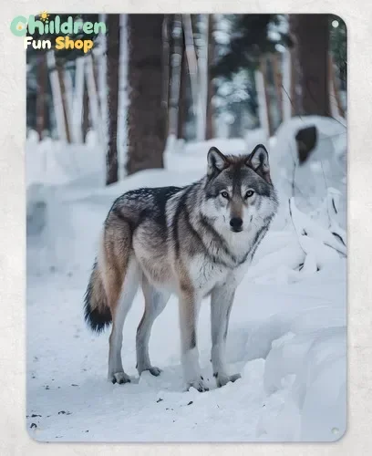 Lone Fox Snow Winter Metal Poster Wall Tin Sign Man Cave Shed Home Plaque --Tin Sign