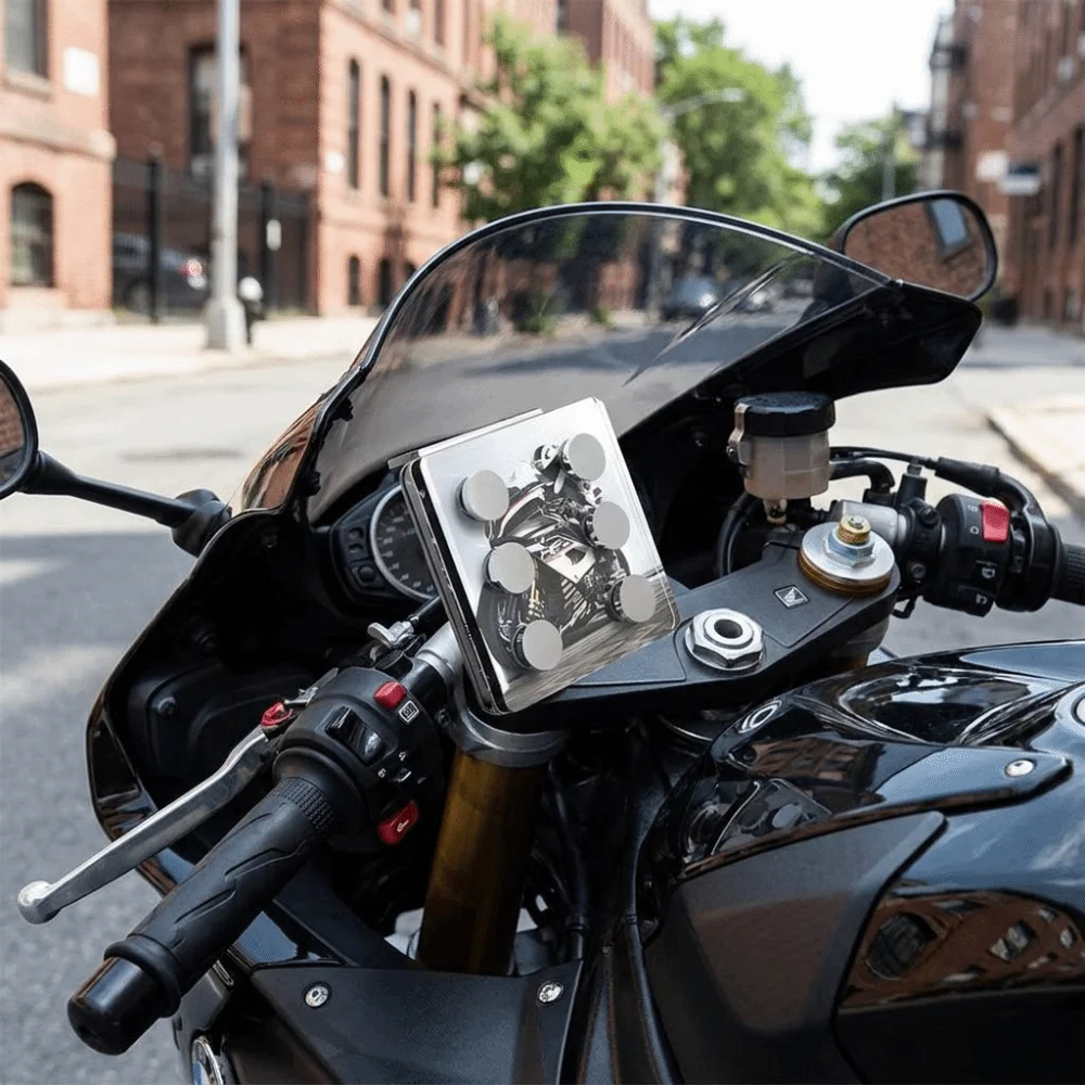 Sturdy Metal Motorcycle Phone Holder Strong Magnetic Anti-shock Structure Universal Riding Bracket Easy Mount Reliable Holding
