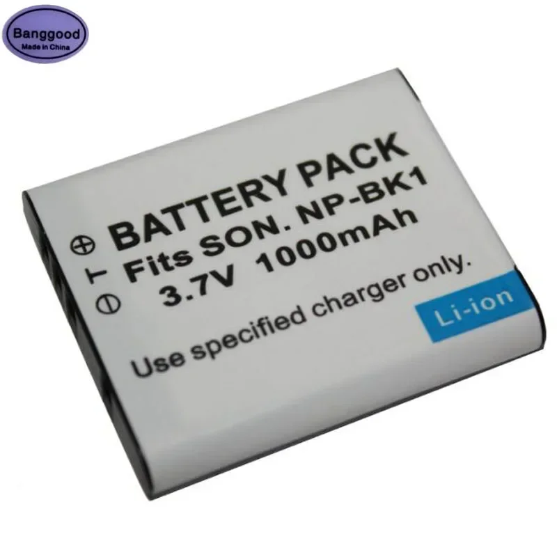 Batteria per fotocamera digitale NP-BK1 NPBK1 NP BK1 da 3,7 V 1000 mAh per Sony DSC-S750 S780 S950 S980 W180 W190 W370