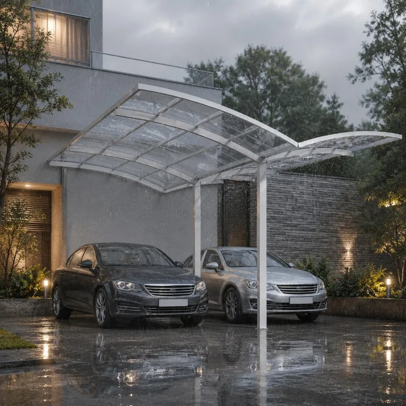 Modern Garden Gazebo Villa Fixed Steel Frame Car Sunshade Customized Modern Parking Shade Cover Open Yard Car Shelter