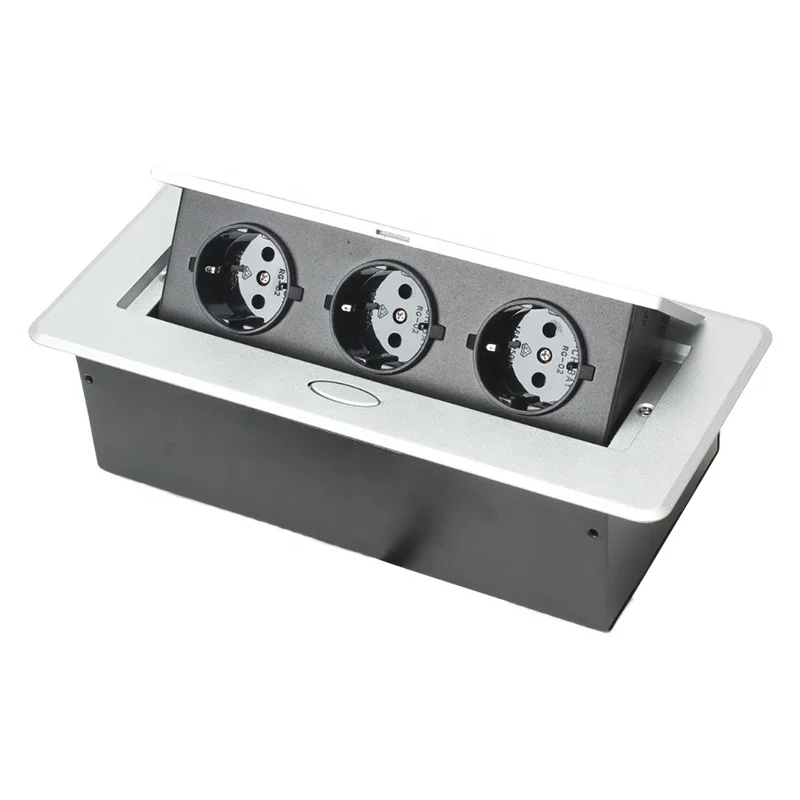 

Wholesale South Korea pop up power socket electric hidden desk 3 way power socket with 3 ac outlets