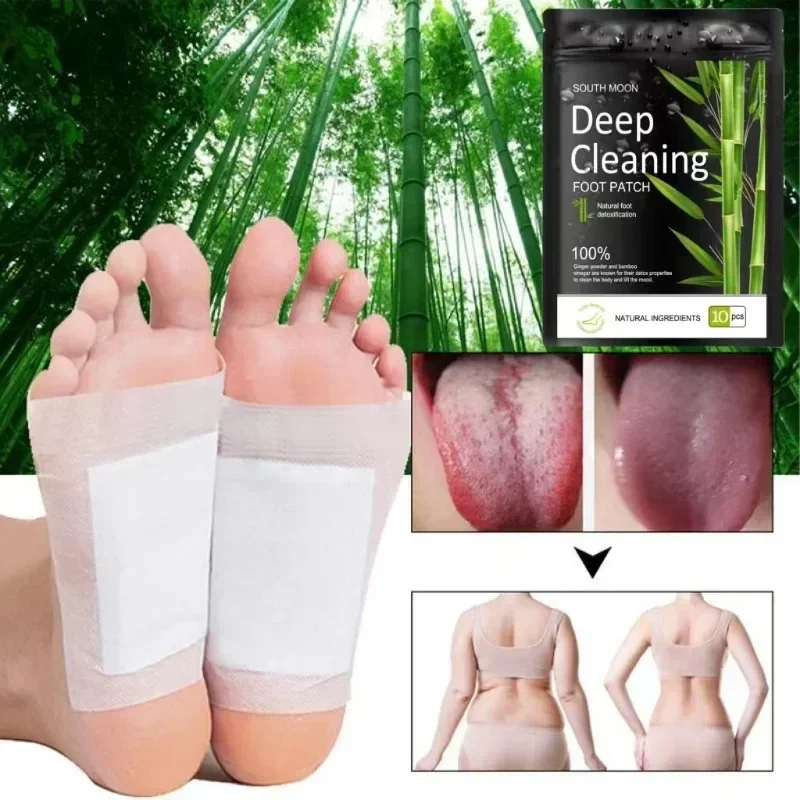 Natural Herbal Detoxification Foot Patch Bamboo Charcoal Improve Sleep Ginger Wormwood Dampness Removing Stress Relief Foot Care