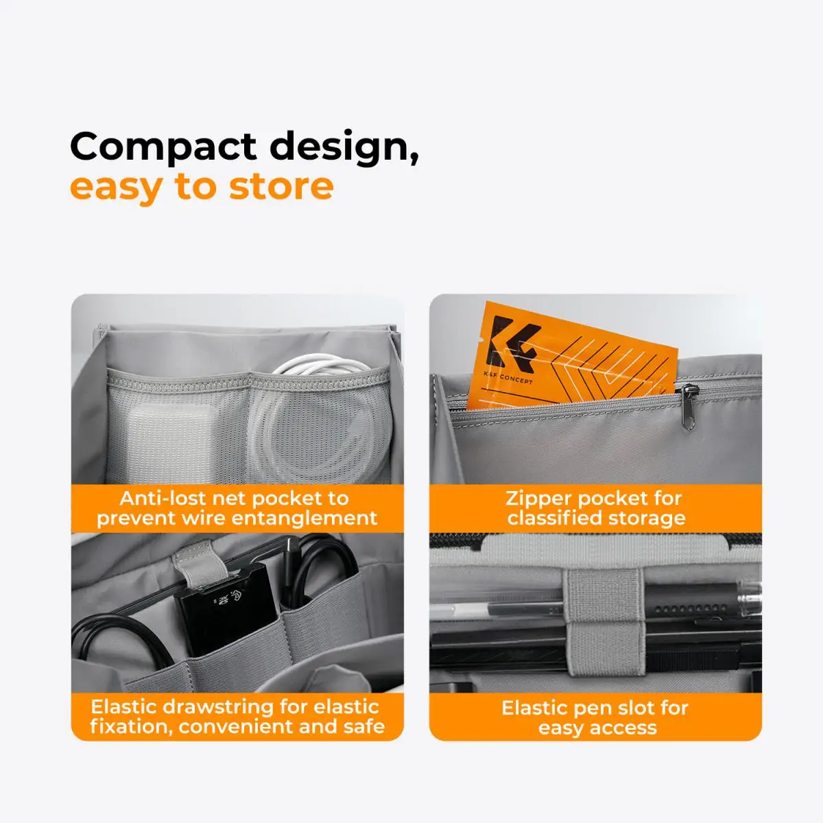 K&F Concept 3L Digital Organizer กระเป๋าเก็บซิปอเนกประสงค์สําหรับโทรศัพท์, สายเคเบิล, ที่ชาร์จ, หูฟัง, กระเป๋ากรองเลนส์กล้อง