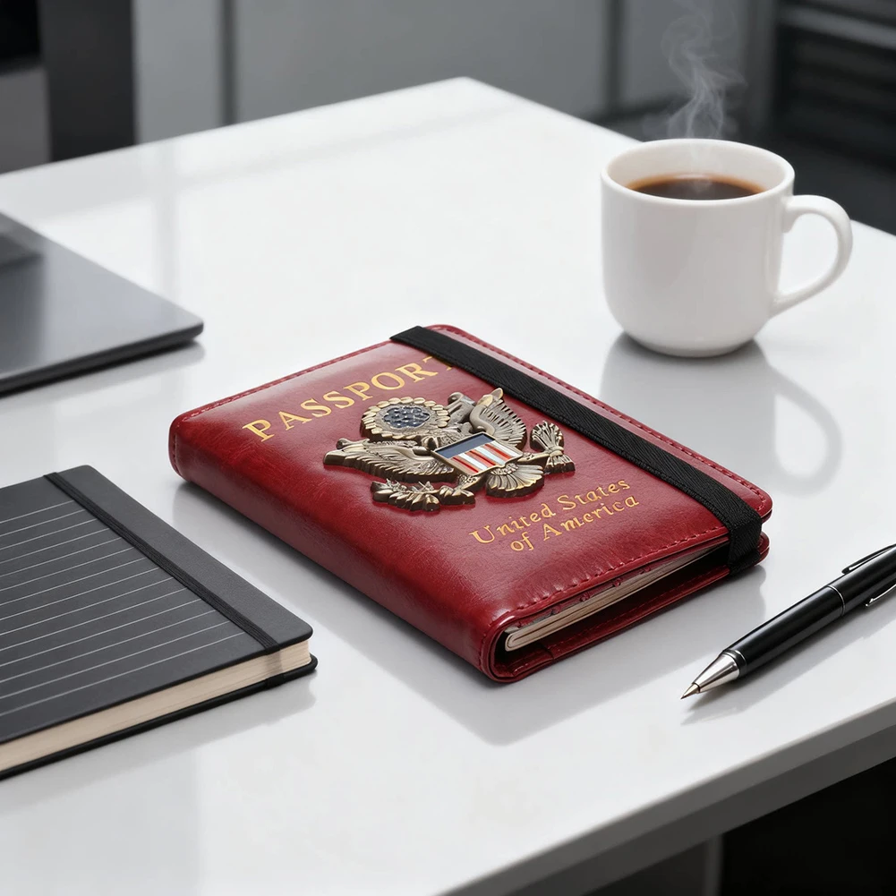 Rfid-Passport Holder For Travel Novelty Waterproof Passport Holder Cover With 3D Metal Badge Portable Card Wallet For Bank Cards view 2