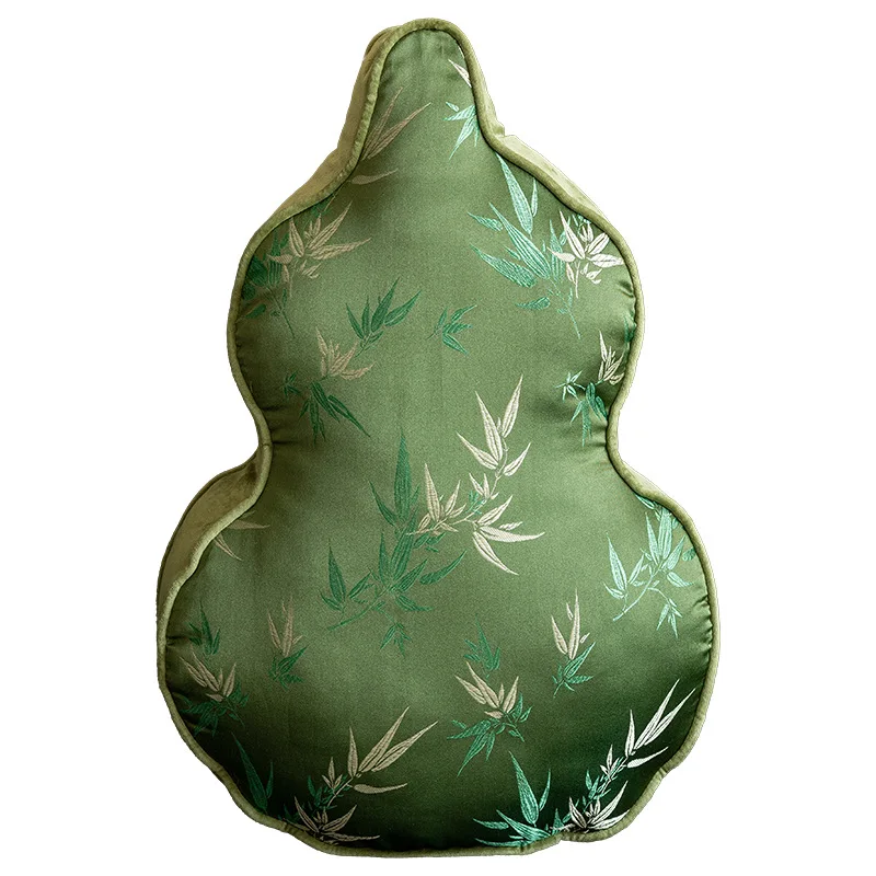 Nieuw kussen in Chinese stijl, groen retro-geprint, hoogwaardig woonkamerbankkussen met antieke jacquard, temperamentvolle alien-kussen.