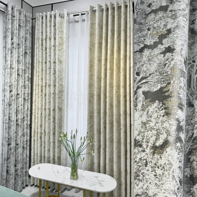 Modern Light Luxury Curtains for Living Room Bedroom Dining Room Thick Jacquard Curtains Thickened Blackout Customized Curtains