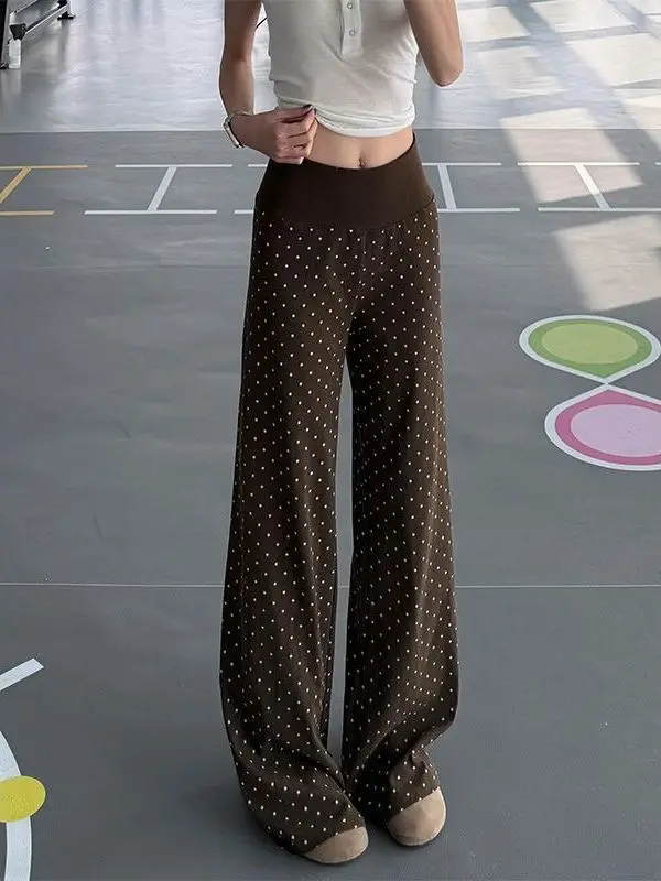 Korean Style Polka Dot Micro Flared Pants Women Summer Thin New Slimming Drapey Versatile Flared Sweatpants Casual High Waist...
