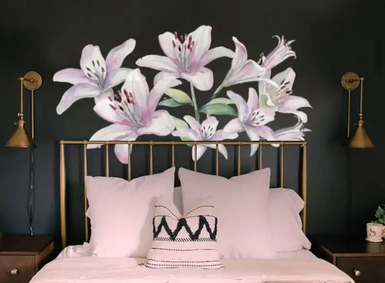 Flowers wall decal, Lily flower Wall Decal, Lily flower Wall sticker Flowers home decor