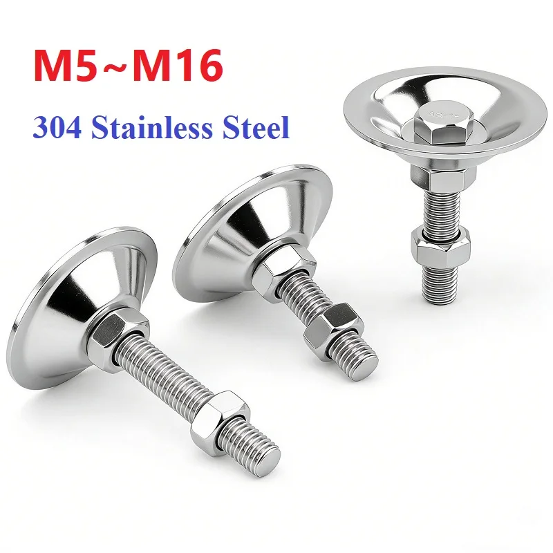 

Guangluo SUS304 Stainless Steel Adjustable Feet Thread Diameter M5~M16 Fixed Machine Furniture Feet Pad for Cabinet Metal Legs