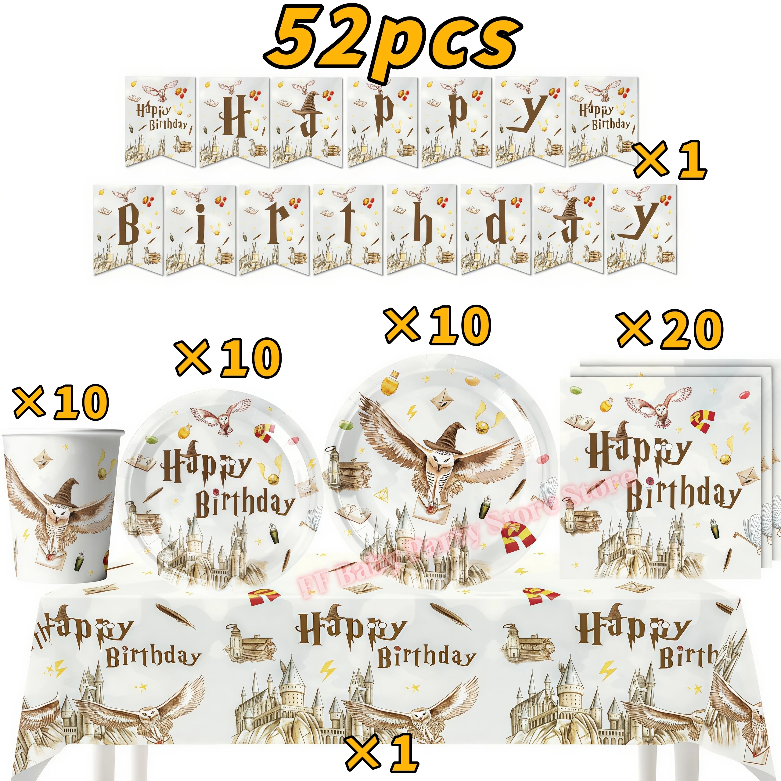 Academy Magics Geburtstagsparty-Dekoration, Harry-Potter-Motiv, Ballon, Teller, Becher, Serviette, Kindergeschenk, Babyparty-Zubehör, Event-Artikel, Souvenir