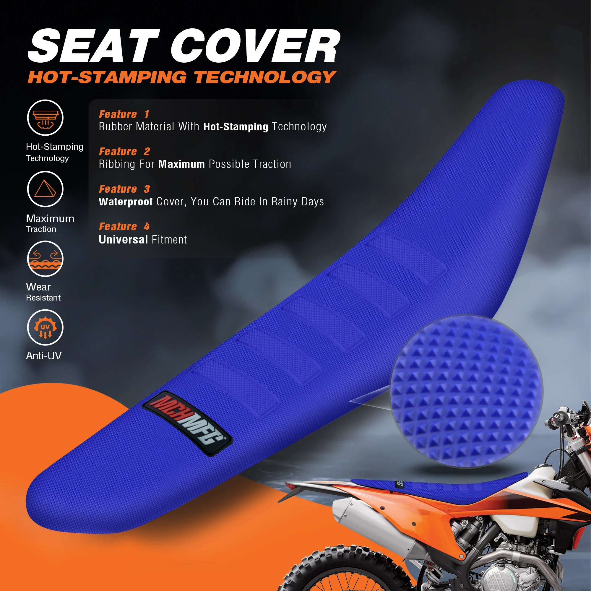 

MCHMFG Motorcycle Seat Cover Anti-slip Gripper Waterproof Set Protection Upset Apply to For SXF EXC KXF CRF YZF WR TC TE