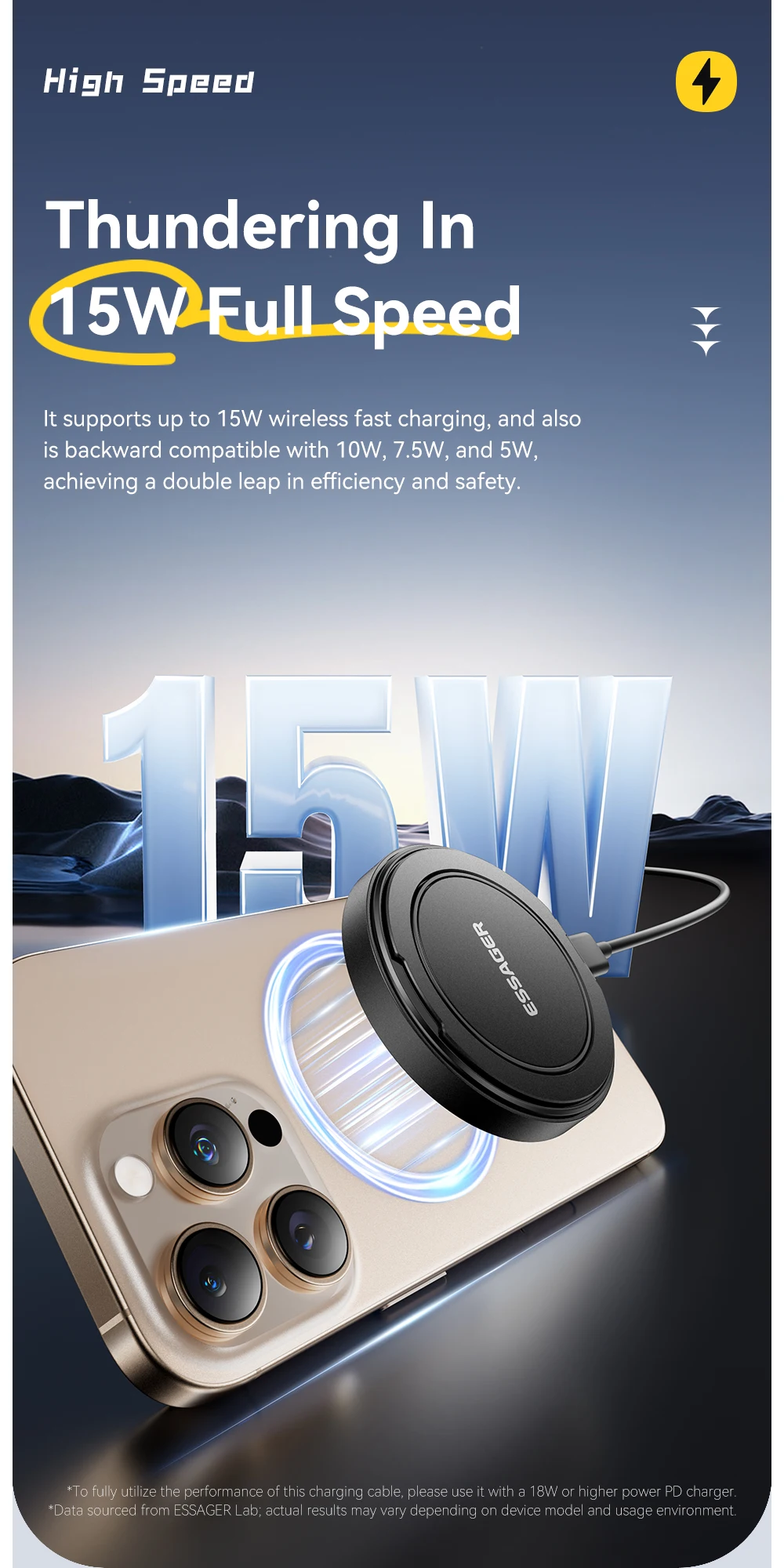 Essager Magnetisches kabelloses Ladegerät 15 W mit Kabel für iPhone 14 13 12 Pro Max Schnelles kabelloses Laden für Samsung Xiaomi-Kopfhörer – Detail 3