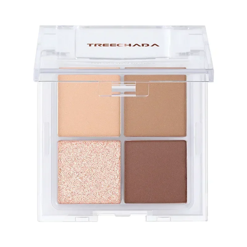 TREECHADA Paleta de sombras de 4 cores Maquiagem para os olhos Cosméticos Cor da Terra Fosco Shimmer de longa duração à prova d'água Estilo coreano Beleza
