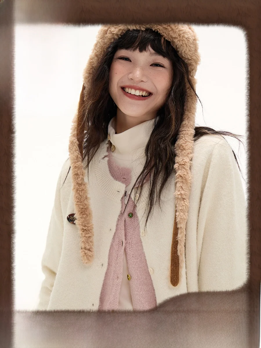 

Sweet Sle ort Вязаный кардиган Искусственный двухсекционный круглый Ne Sakura Sweet Wine PinkDog Женский модный шерстяной свинец Long Sve