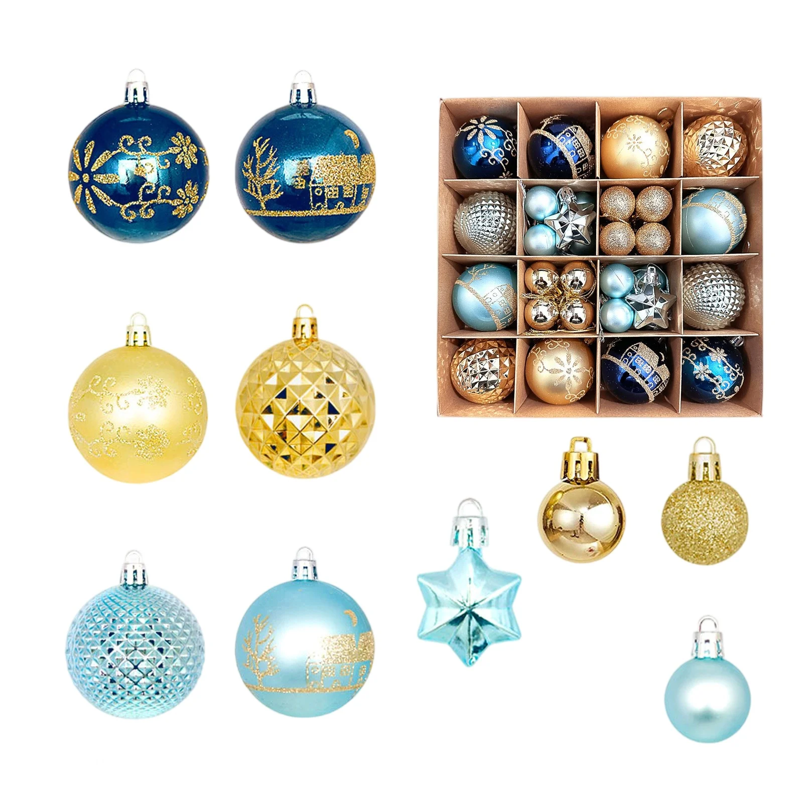 44pcs/Set Bauble Xmas Party Hanging Ball Ornaments Christmas Decorations Christmas Tree Decorations Balls for Home New Year Gift