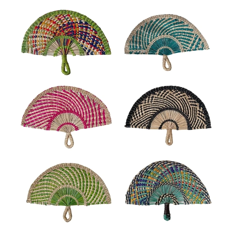 Natural Grass Hand Fan, Comfortable Grip Hand-Woven Straw Fan Fashionable Drop Shipping