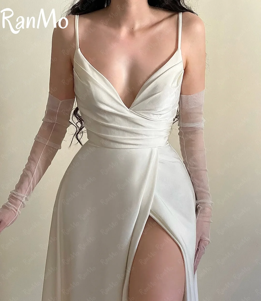 Ranmo Simple Mermaid Wedding Dress Spaghetti Strap 2025 Bridal Gown Satin Sleeveless Customized Vestidos De Novia Floor-Length