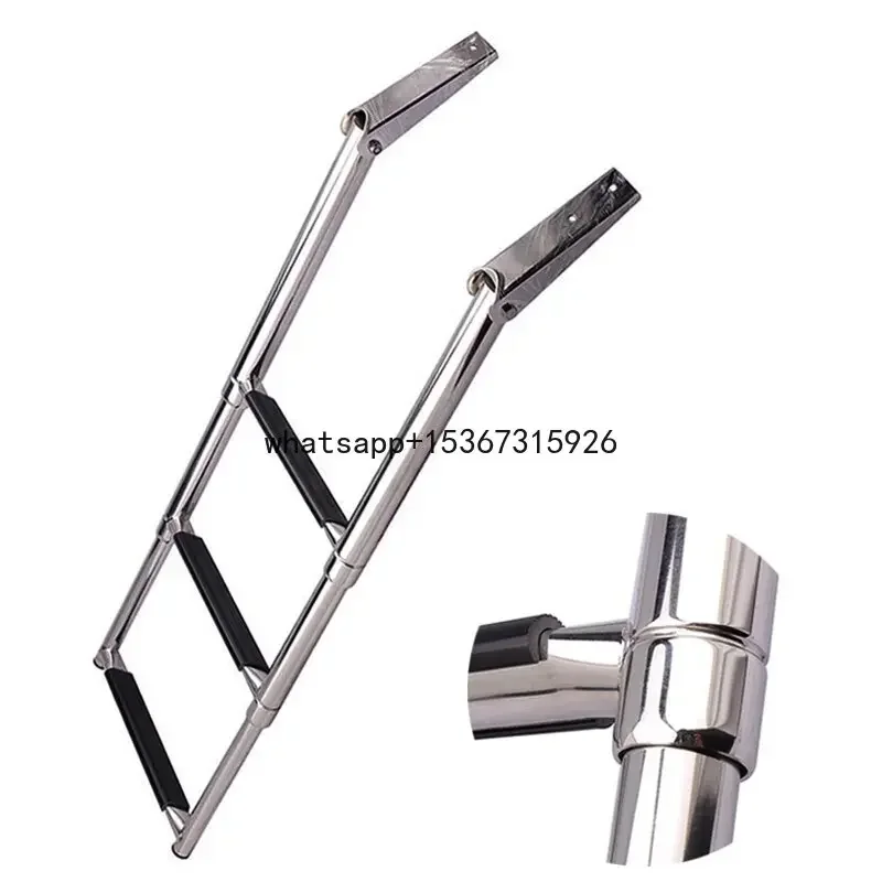 3 Step Telescoping Adjustable Stainless Steel Boat Ladder Swim Deck Ladder for Marine Yacht and Pool