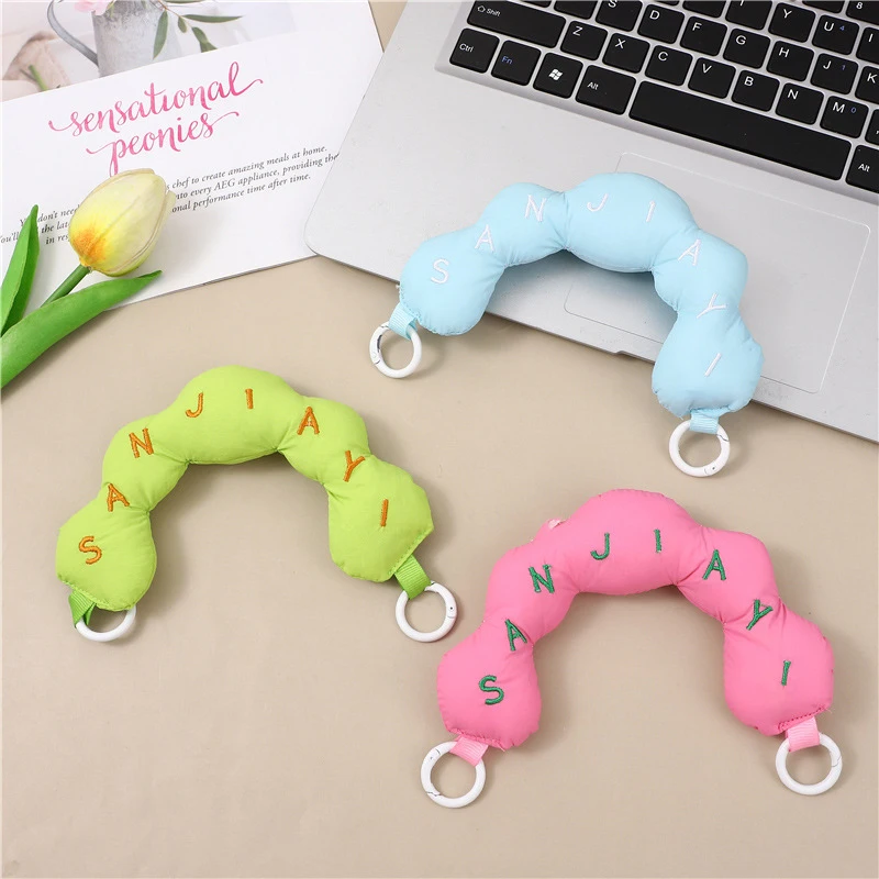 Colorful Pull Button Case Shoulder Strap Fashion Minimalist Embroidered Letter Filled Cotton Wrist Strap