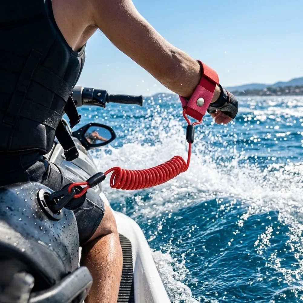 3 Pack Coiled Lanyard for Marine Engine Stop Switch Compatible with Small Boats and Personal Watercraft Models