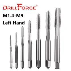 Drillforce Links Hand Schraube Maschine Gewinde Tippen Bohrer HSS Gerade Flöte Metric Größe M 1,4 M2 M 2,5 M3 M 3,5 M4 M5 M6 M7 M8 M9