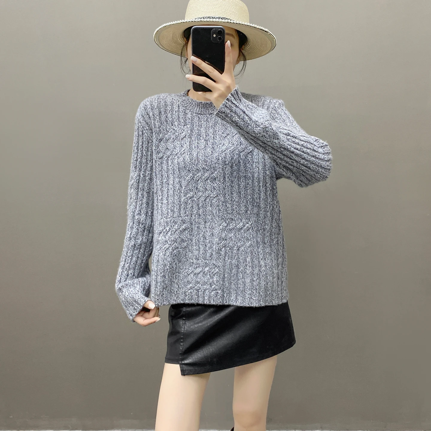 

Basic Fashion 100% Cashmere Solid Color O-Neck Soft Sweater Long Sleeves Pullover Warm Gentle Comfortable Women's Clothing Top
