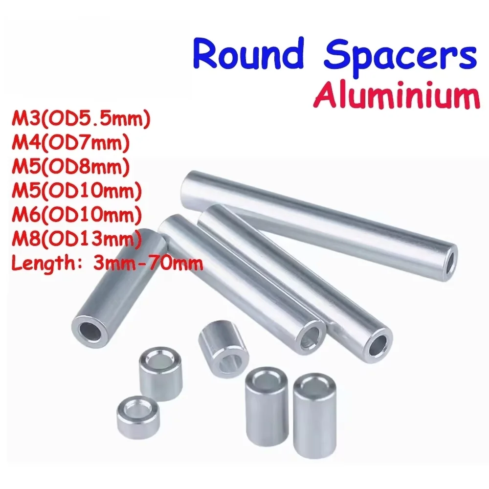 Beicai Yiqianyuan 10pcs/lot M3/m4/m5/m6/m8 Aluminium RoundSpacersFlat Washer Bushing Gasket Spacer Sleeve Non-threaded Standoffs