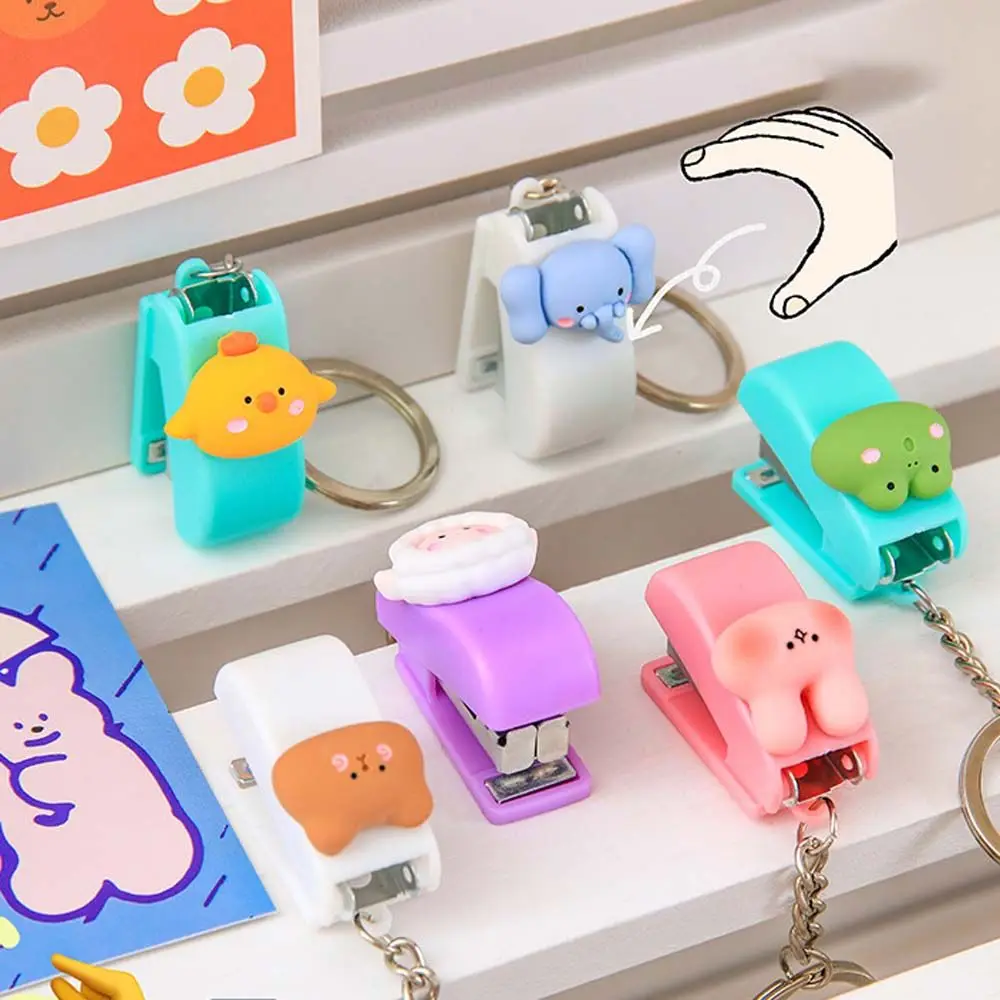 

Cute Metal Mini Student Supplies Cartoon Size 10 Staples Mini Stapler Stapler Key Chain Stapler Binding Tools