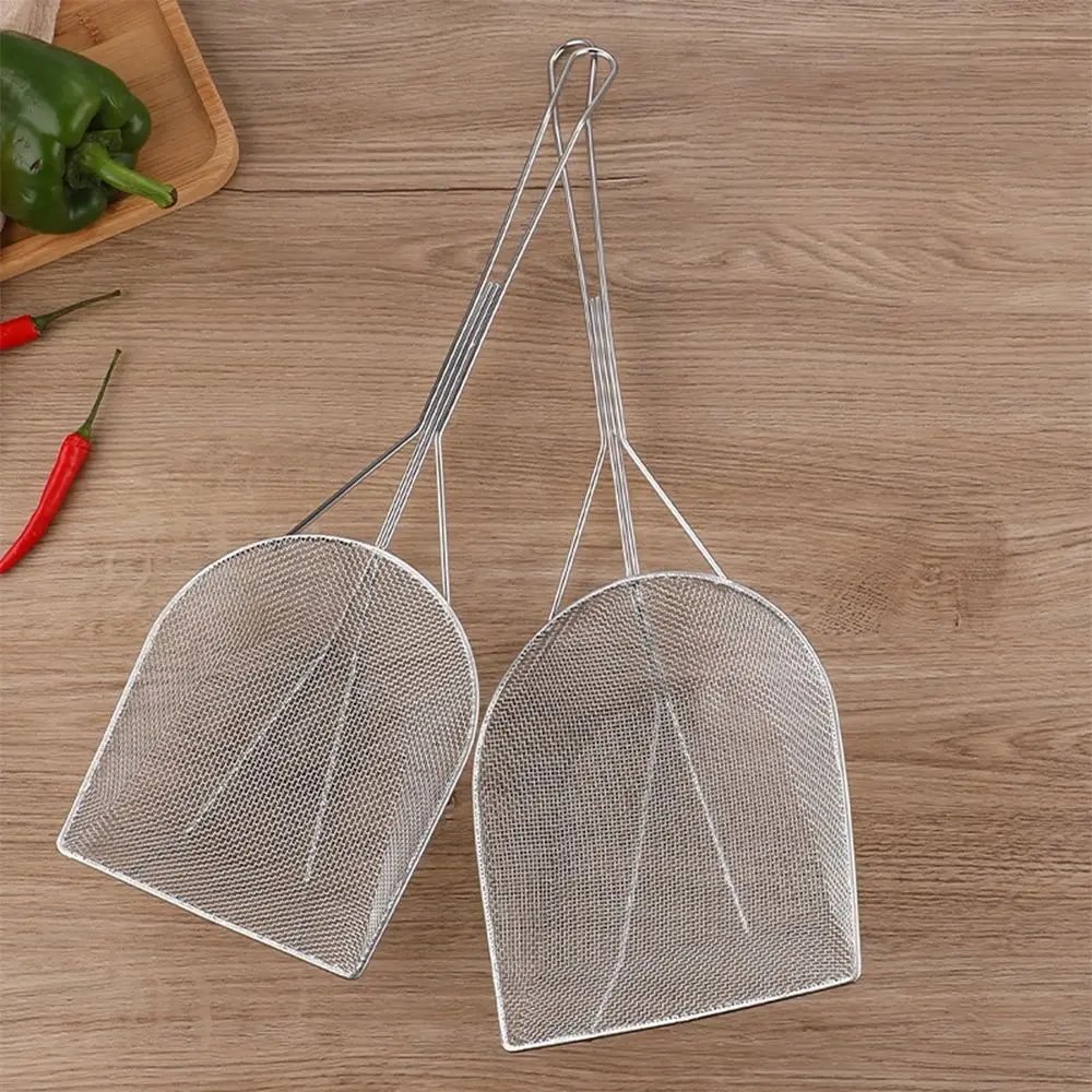 304 Stainless Steel Filter Spatula Heat Resistant Premium Fine Mesh Filter Fine Mesh Long Handle Filter Spoon Kitchen Supplies