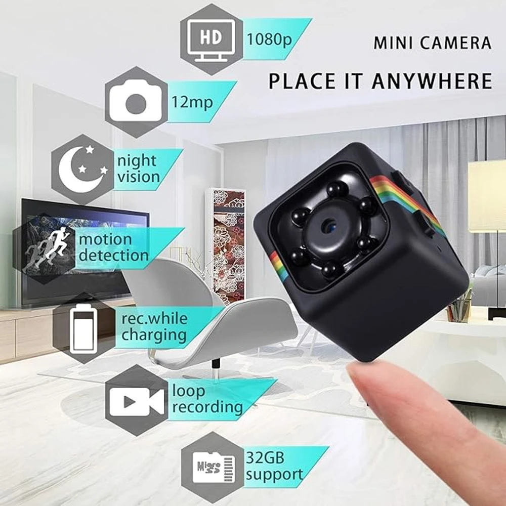 FHD Mini Camera 1080P Portable Small Nanny Cam With 32GB Memory Card DV Recorder Security Camera with Motion Detection For Home