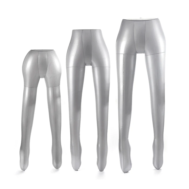 Un gonfiabile di plastica argento pantaloni modello stampo donna uomo bambini gamba manichino per pantaloni calze Display puntelli