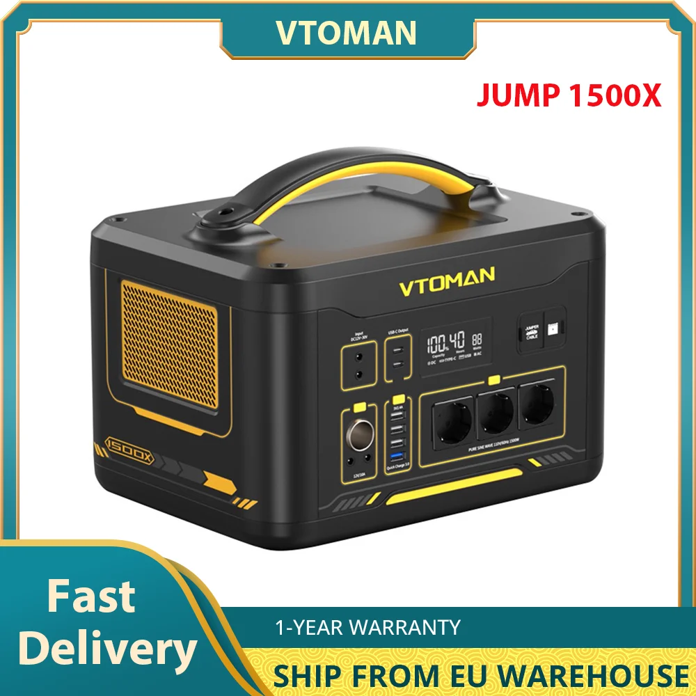 VTOMAN JUMP 1500X Electrical Equipment 828Wh LiFePO4 Power Station,1500W AC Output  Solar Generator,Home Equipment