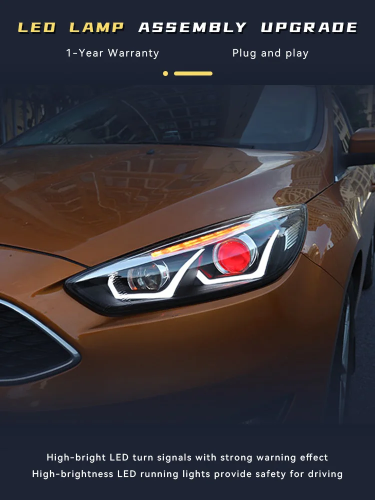 

Автомобильные фары для Ford Focus 2015-2018, светодиодные фары Devil's Eye, обновленные DRL, биксеноновые передние автомобильные лампы в сборе, аксессуары