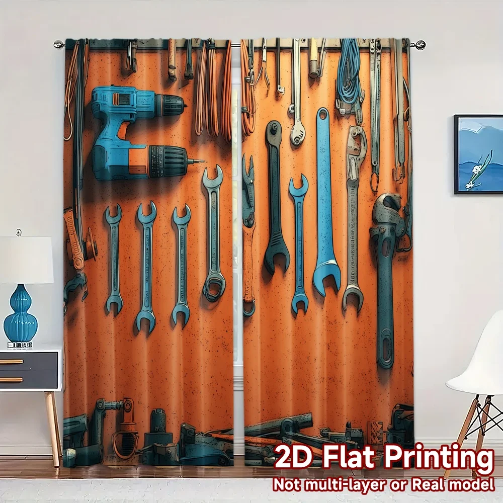 2pcs, 2D FLAT PRINTING Curtains (Without Rod) Tool Wall Symphony Chic Curtain Fabric 100% Polyester Curtains Room Decor Suitable