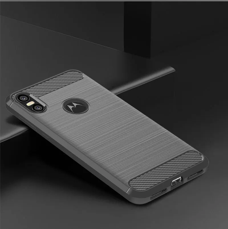 Shockproof Carbon Fiber Case for Moto One Brushed Texture Rubber Silicone Case for moto p30 play Soft Phone Cover