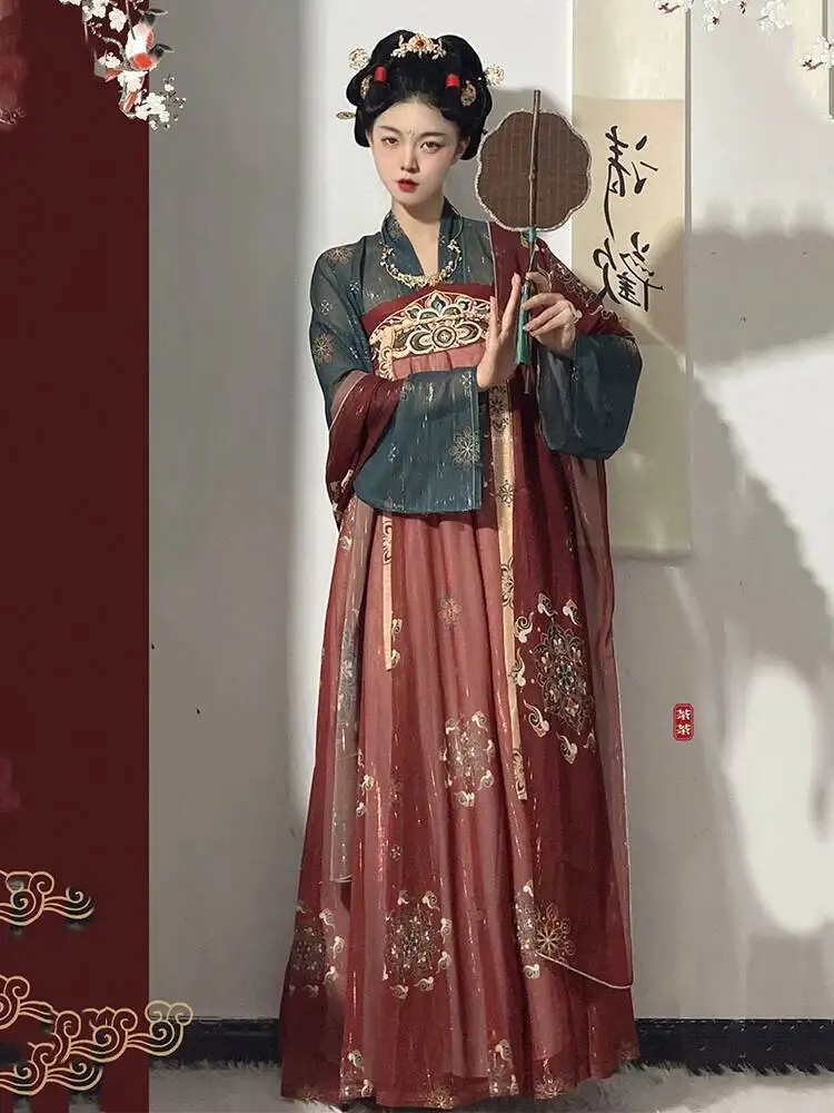 Saia grande bainha estilo chinês hanfu genuíno original estilo chinês hanfu vestido antigo oriental vestido de princesa senhora elegância