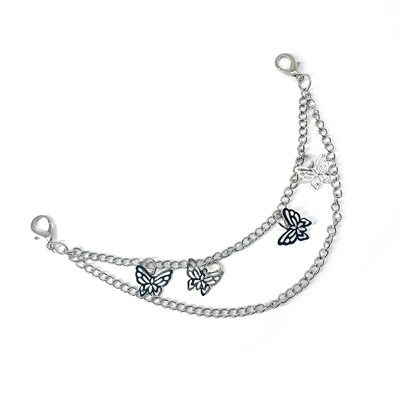 1Pcs Double Layer Bag Chain Handbag Decorative Chain Butterfly Heart Keychain Decoration Pendant Shoulder Bag Chain Straps
