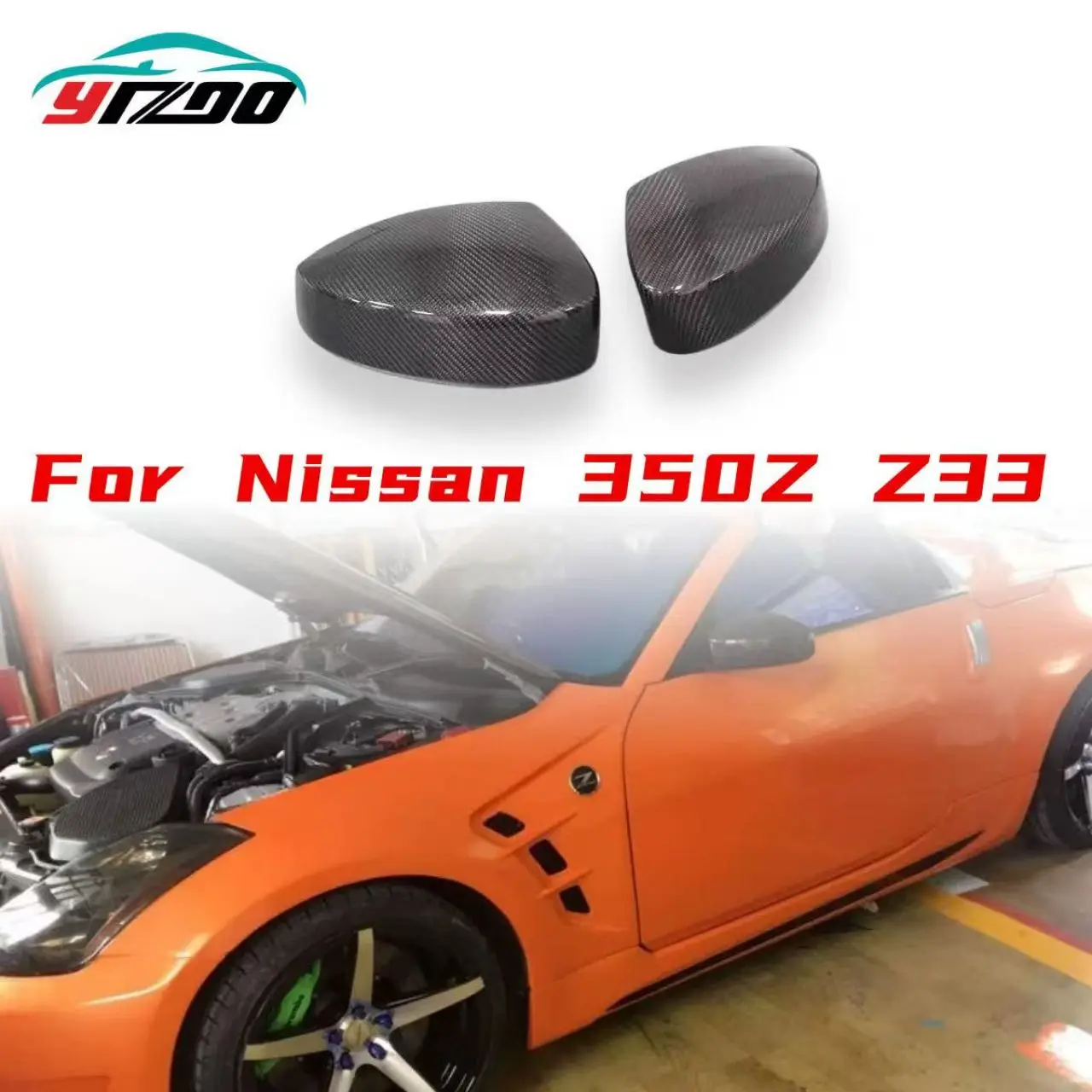 

For 2003 - 2007 Nissan Skyline Fairlady Z33 350Z Excellent Real Carbon Fiber Side Mirror Cover Cap Sticker Add-on&replace 2 Pcs