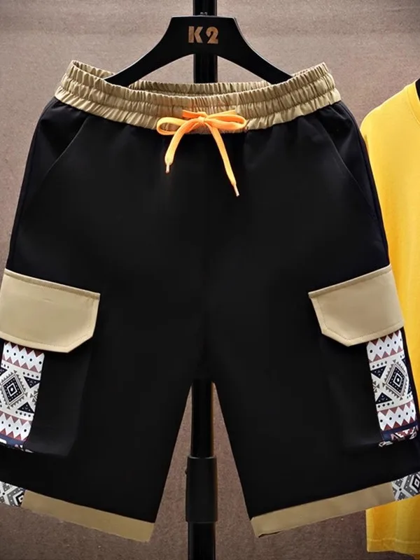 

Рабочая одежда из ледяного шелка, мужские летние свободные повседневные прямые брюки, большие боксеры для подростков, полиэфирное волокно, эластичные средней талии