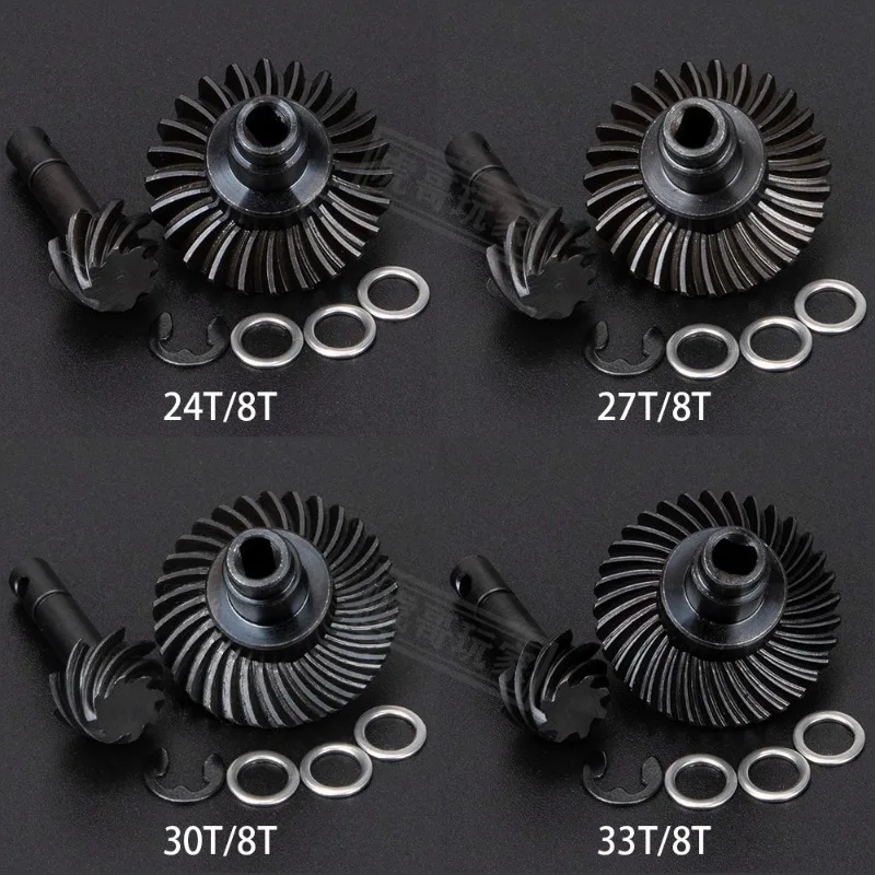 Heavy Duty Bevel Helical Overdrive Gear 24/8T 27/8T 30/8T 33/8T Reverse Gear for 1/10 RC Crawler SCX10 II AR44/45 Capra Axle