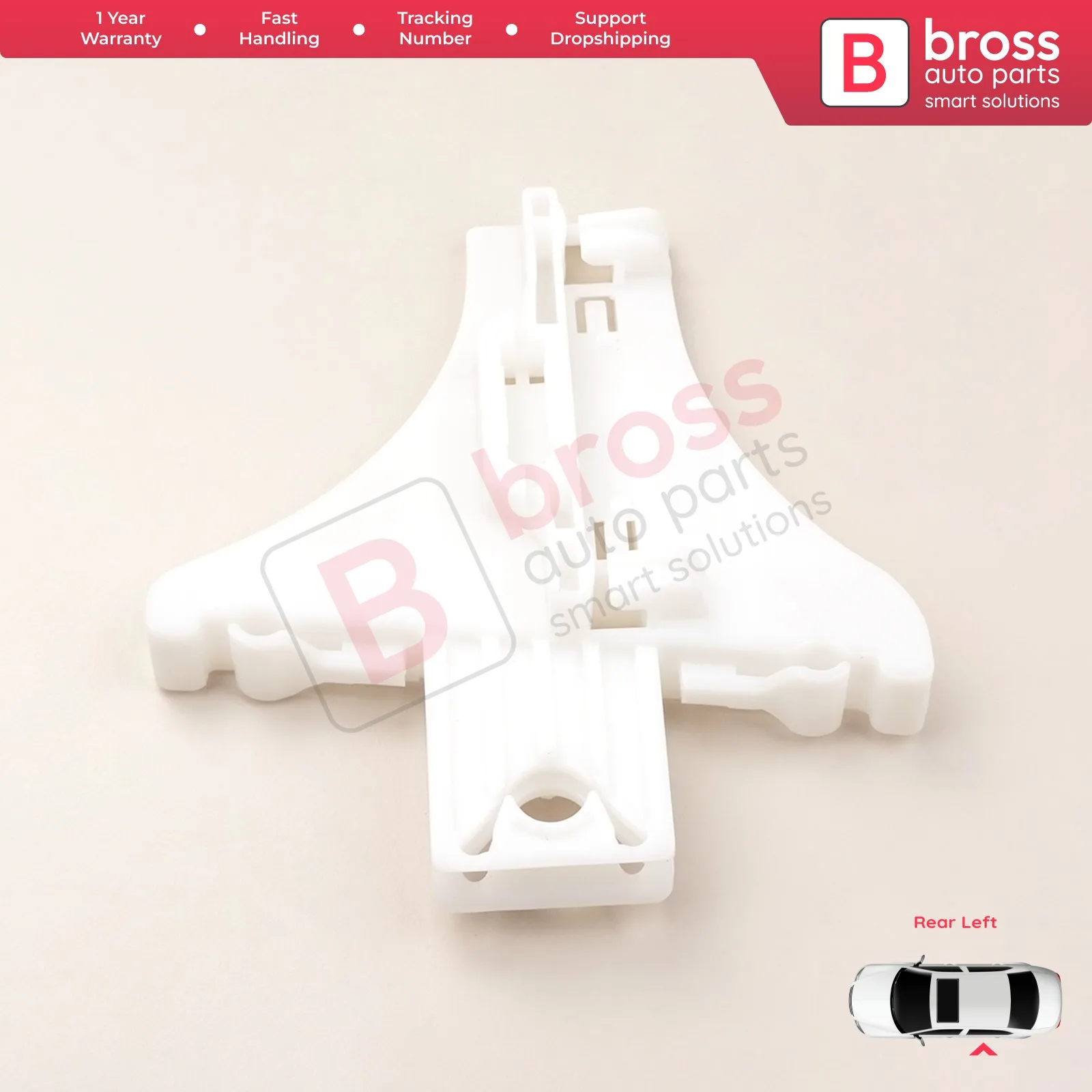 Bross – pièces automobiles BWR44, Clip de régulation de vitre électrique pour porte arrière gauche, pour VW Golf 4 & 5, Bora,Passat