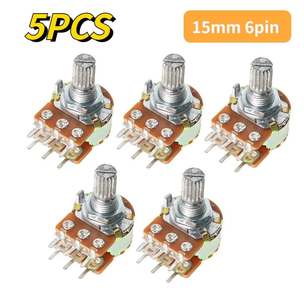 

5PCS WH148 B1K B2K B5K B10K B20K B50K B100K B500K 15mm 6pin Shaft Linear Potentiometer 1K 5K 10K 50K 100K 500K 1M Ohm Resistor