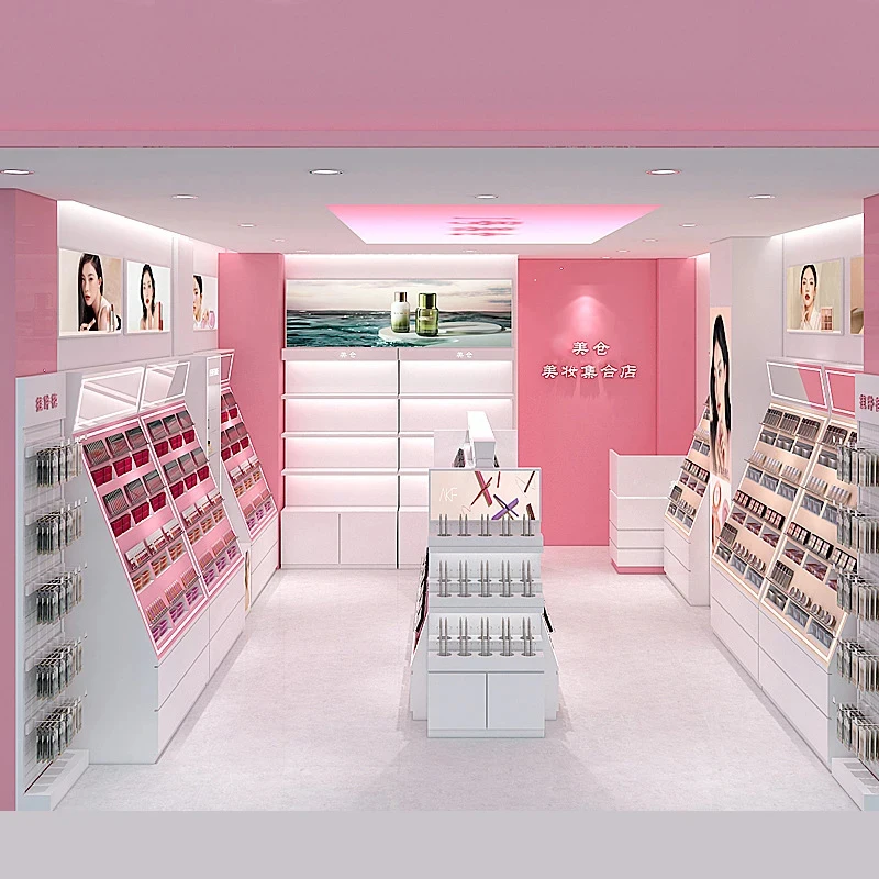 custom.Makeup Island Cabinet Double-sided Baking Paint Powder Beauty Lipstick Display Table Display Stacking Cosmetics Display
