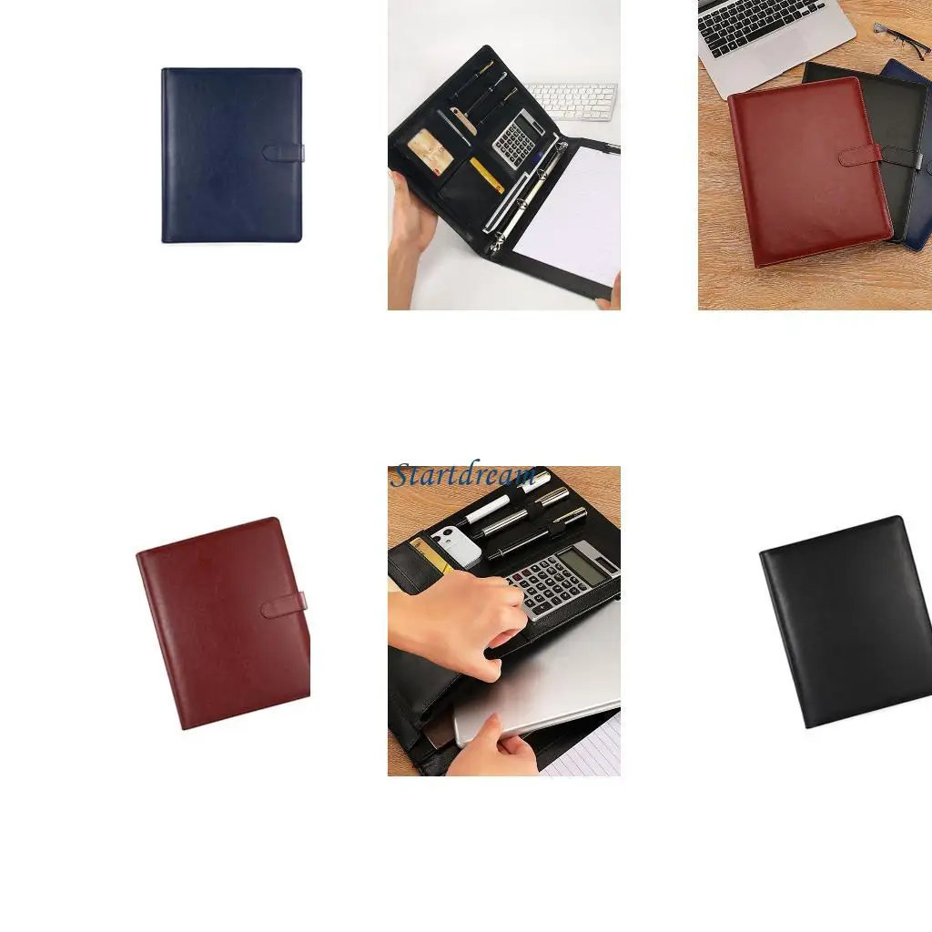 

Leather Conference Folder 4 Rings Folder Document Case with Clipboard K92C