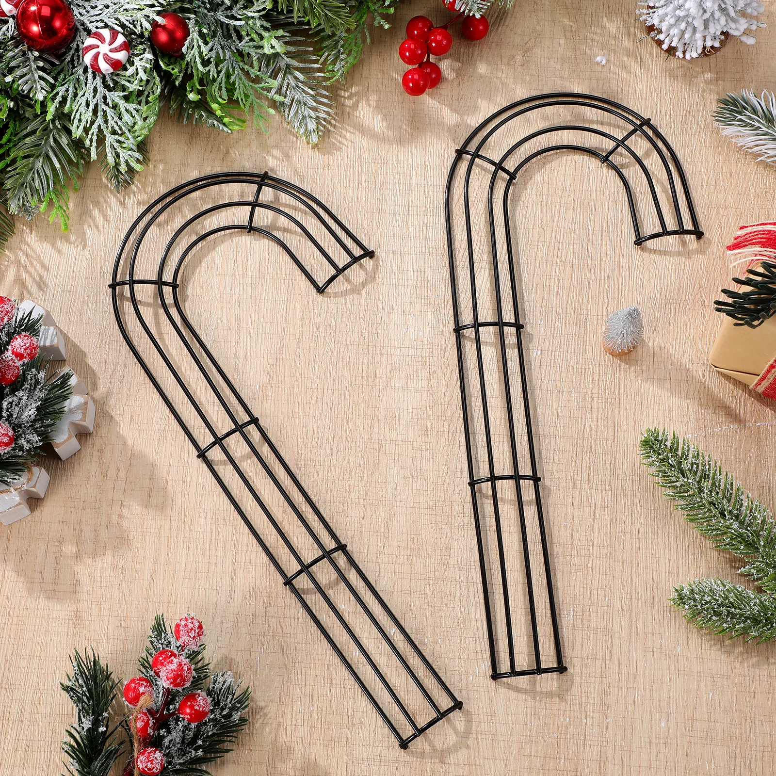 

2pcs Iron Wreath Frame Metal Cane Shaped Wire Ring For Christmas Diy Crafts Party Garland Home Garden Decoration Supplies