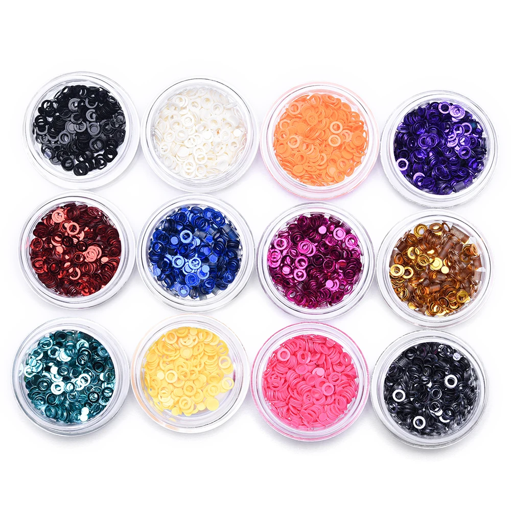 12Pots/Set 12 Colors Circle & Wafer 3D Nail Art Decoration Crystal Charms Rhinstones Manicure Accessories Press on Tips Tools