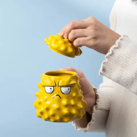 Durian Cup Bizarre Mug Tea Cup with Lid Home Water Cup Funny Sand Sculpture Birthday Gift for Girls