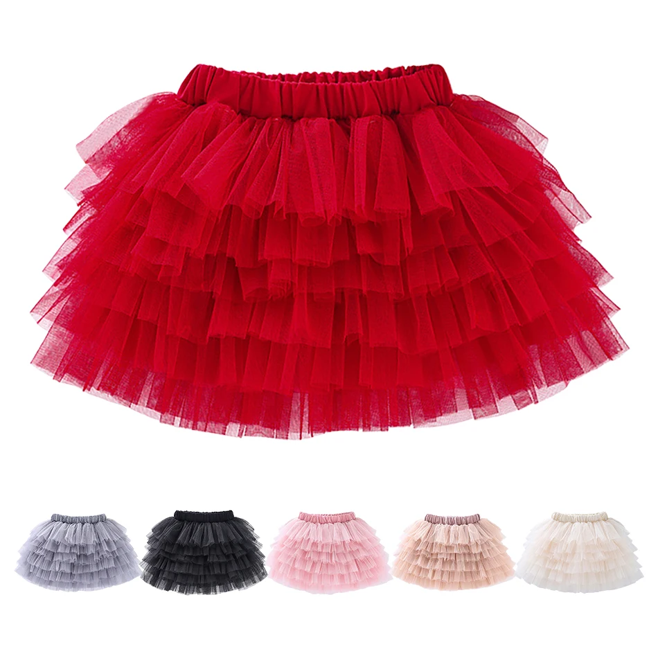 6-Layer Tulle Skirt for Girls Twirl-Friendly Elastic Waist with Breathable Layers Elegant Casual for School Party 3-10 Years